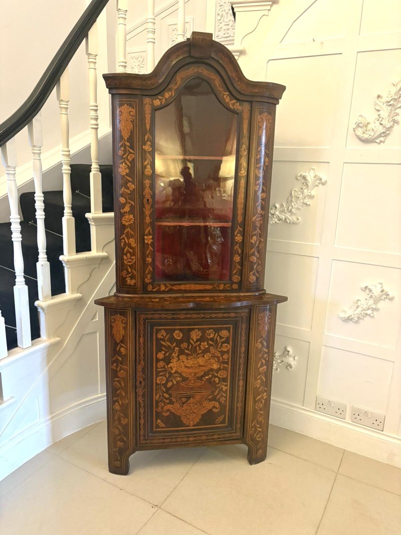 Antique 19th Century Quality Dutch Marquetry Corner Cabinet